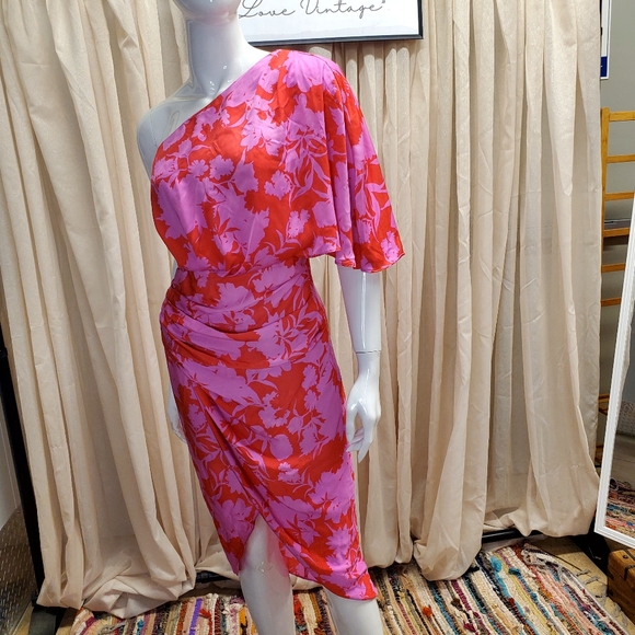 One Shoulder Floral Dress - Picture 1 of 9